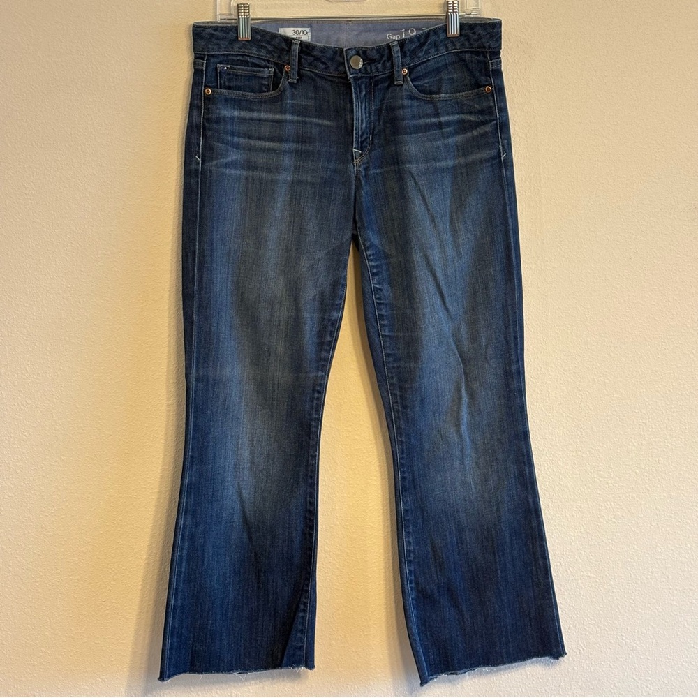 Gap Women's Sexy Boot Dark Wash Raw Hem Blue Denim Jeans SZ 30/10r